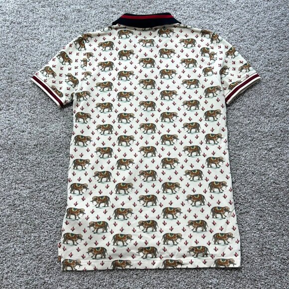 Gucci Mens Sz Small Elephant Print Polo Shirt - Picture 11 of 13